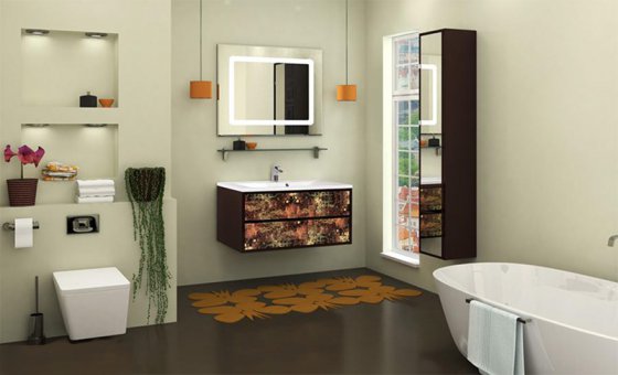 Фото товара Комплект мебели для ванной Акватон Римини 100 янтарь