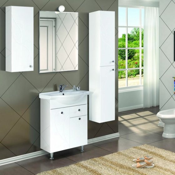 Фото товара Комплект мебели для ванной Акватон Лиана 65 М с б/к белая