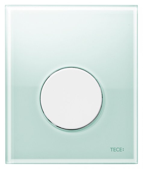 Фото товара Кнопка смыва Tece Loop Urinal 9 242 651 зеленое стекло, кнопка белая