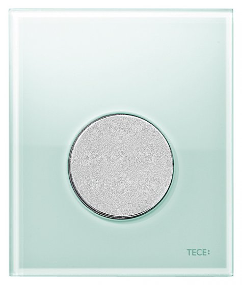 Фото товара Кнопка смыва Tece Loop Urinal 9 242 652 зеленое стекло, кнопка хром матовый