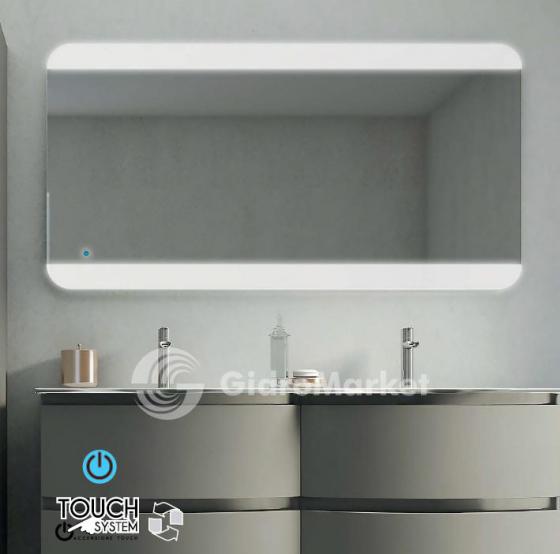 Фото товара Cezares Зеркало со встроенной LED подстветкой и сенсорным выключателем Touch System, реверсивное 45006, 136х70