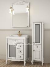 Фото товара Комплект мебели для ванной Флоренция Квадро 60 белая патина