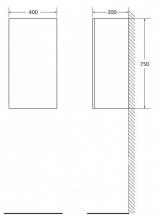 Фото товара REGINA Шкаф подвесной с одной распашной дверцей, с одной полкой, правосторонний, с механизмом PUSH(BLUM), Bianco Opaco, 400x300x750, REGINA-750-1A-SC-BO-P-BLUM-R