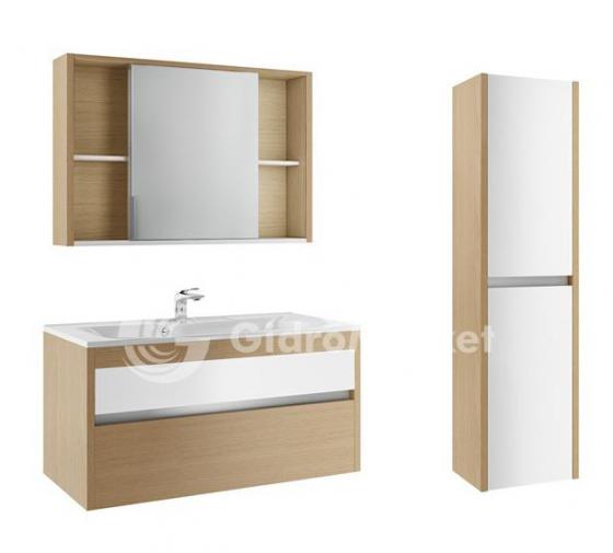 Фото товара Комплект мебели для ванной EFP Уника 100 белый с дуб гальяно