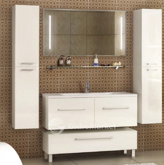 Фото товара Комплект мебели для ванной Акватон Мадрид 120 М  белая с 2 ящиками