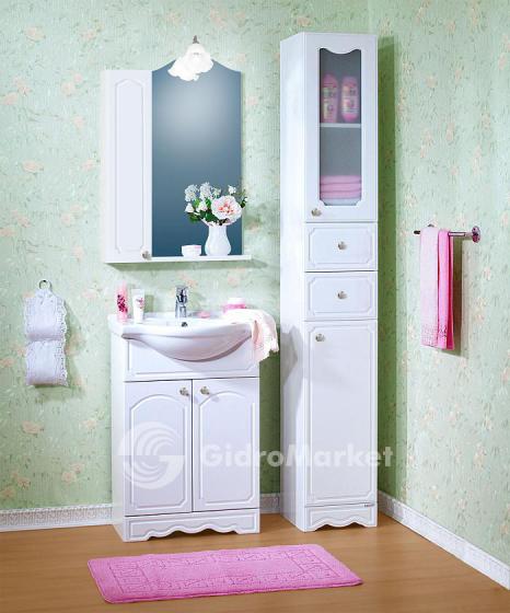 Фото товара Комплект мебели для ванной Бриклаер Лючия 60 белый глянец