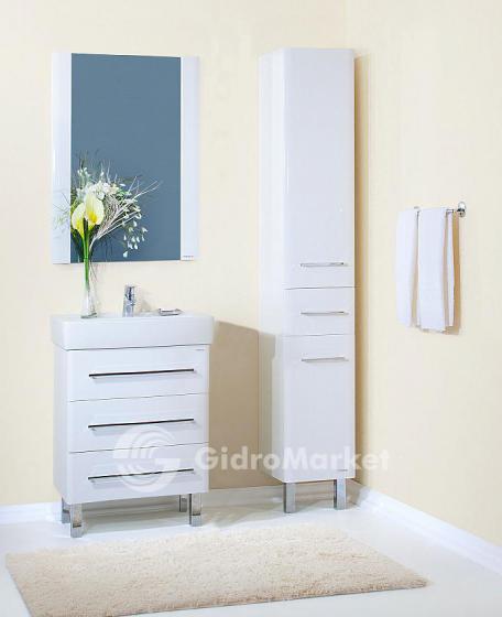 Фото товара Комплект мебели для ванной Бриклаер Аквавита 70 3D белый глянец