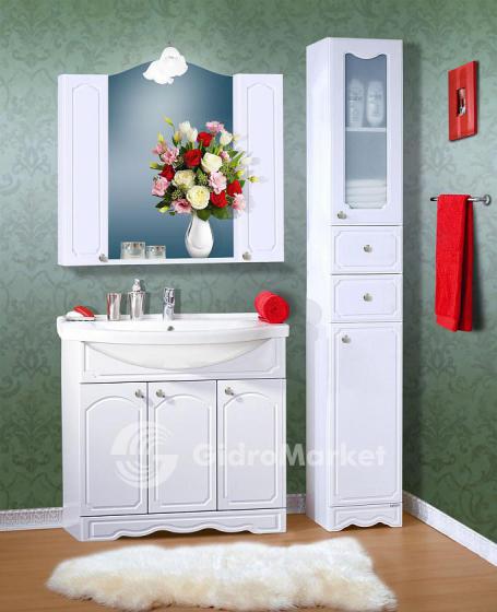 Фото товара Комплект мебели для ванной Бриклаер Лючия 90 белый глянец