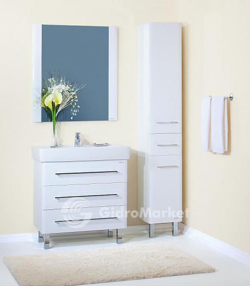 Фото товара Комплект мебели для ванной Бриклаер Аквавита 80 3D белый глянец