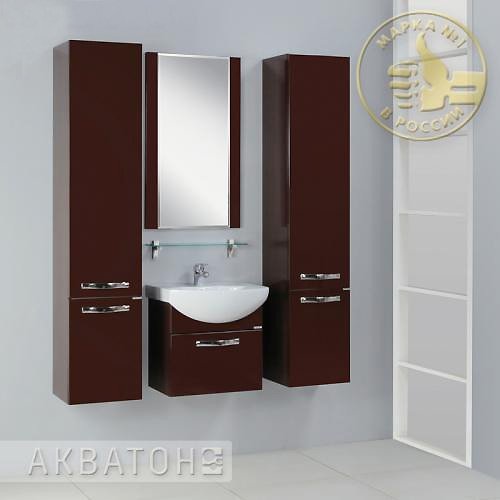 Фото товара Комплект мебели для ванной Акватон Ария 65 темно-коричневая