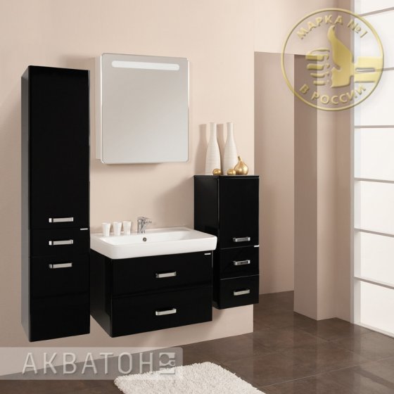 Фото товара Комплект мебели для ванной Акватон Америна 70 чёрная