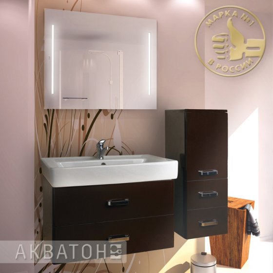 Фото товара Комплект мебели для ванной Акватон Америна 80 темно-коричневая