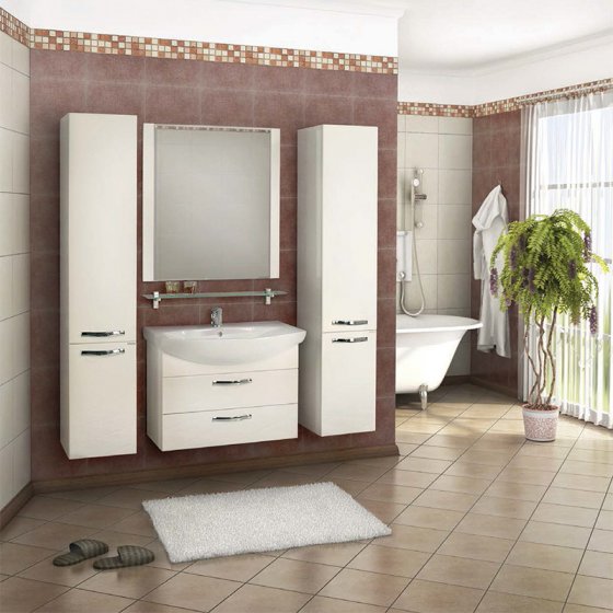 Фото товара Комплект мебели для ванной Акватон Ария М 80 белая