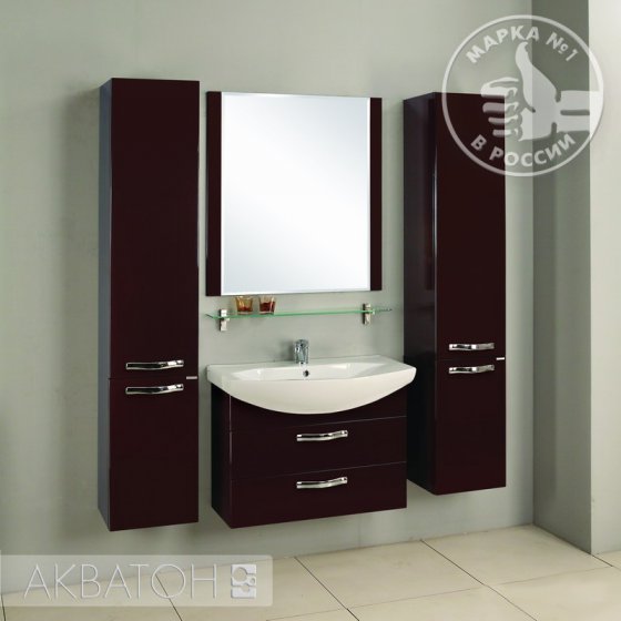 Фото товара Комплект мебели для ванной Акватон Ария М 80 темно-коричневая