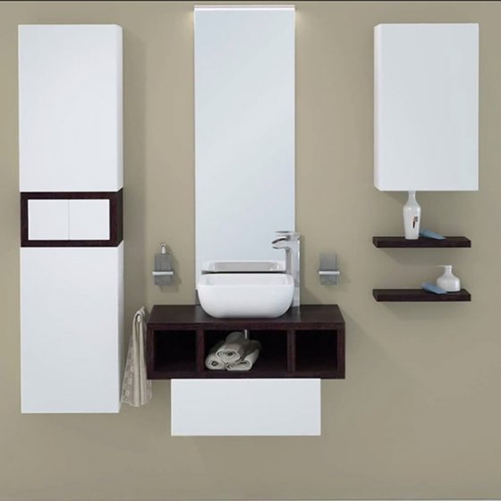 Фото товара Комплект мебели для ванной Акватон Интегро 80 венге