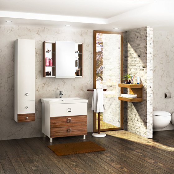 Фото товара Комплект мебели для ванной Акватон Стамбул 85 М эбони темный