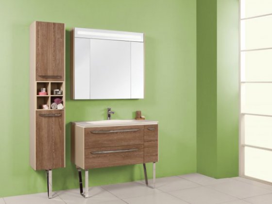 Фото товара Комплект мебели для ванной Акватон Блент 80 дуб европейский и крем