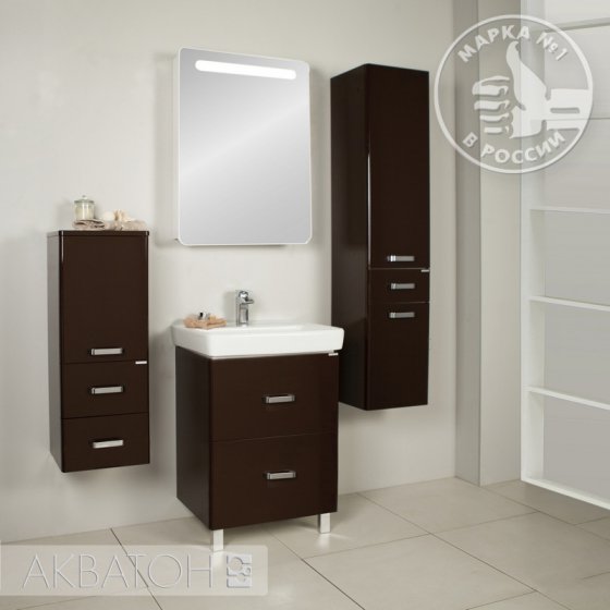 Фото товара Комплект мебели для ванной Акватон Акватон Америна Н 60 темно-коричневая