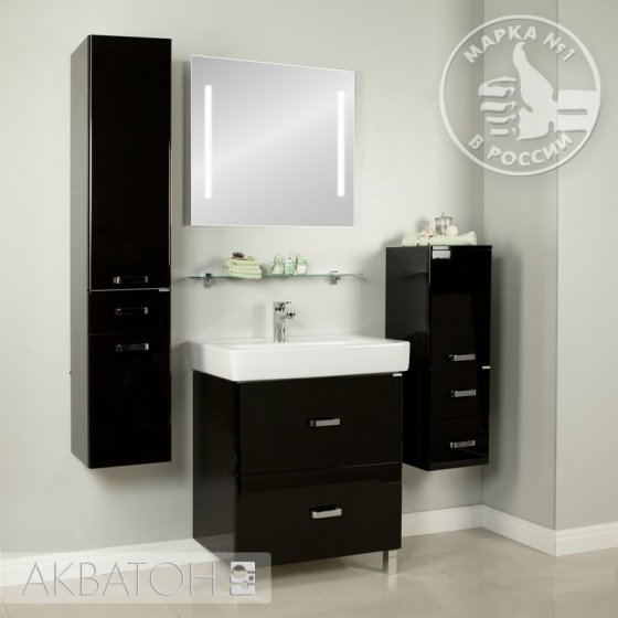 Фото товара Комплект мебели для ванной Акватон Америна Н 80 чёрная