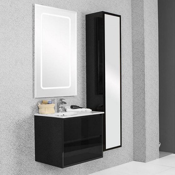 Фото товара Комплект мебели для ванной Акватон Римини 60 черный глянец