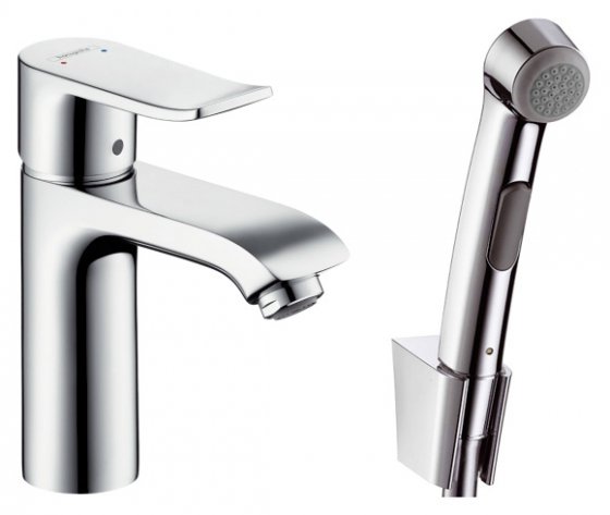 Фото товара Смеситель Hansgrohe Metris 31285000 для раковины с гигиеническим душем