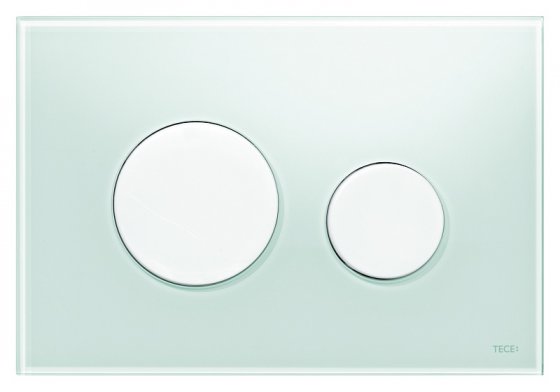 Фото товара Кнопка смыва Tece Loop 9 240 651 зеленое стекло, кнопка белая