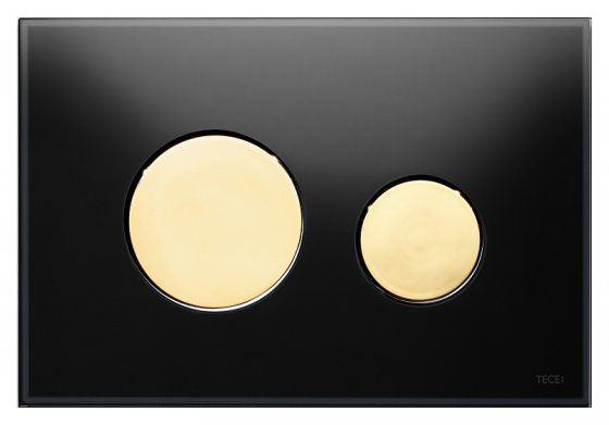 Фото товара Кнопка смыва Tece Loop 9 240 658 черное стекло, кнопка золото