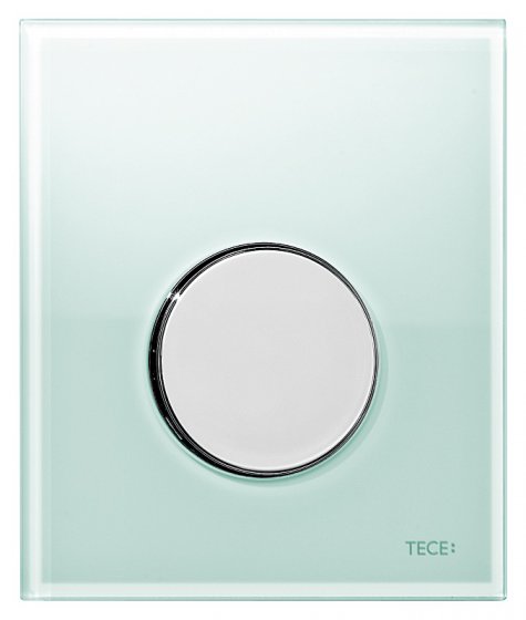 Фото товара Кнопка смыва Tece Loop Urinal 9 242 653 зеленое стекло, кнопка хром глянцевый