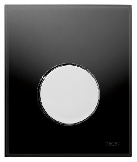 Фото товара Кнопка смыва Tece Loop Urinal 9 242 656 черное стекло, кнопка хром глянцевый