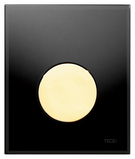Фото товара Кнопка смыва Tece Loop Urinal 9 242 658 черное стекло, кнопка золото