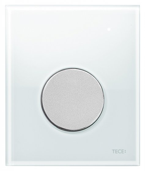 Фото товара Кнопка смыва Tece Loop Urinal 9 242 659 белое стекло, кнопка хром матовый