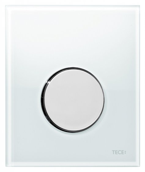 Фото товара Кнопка смыва Tece Loop Urinal 9 242 660 белое стекло, кнопка хром глянцевый