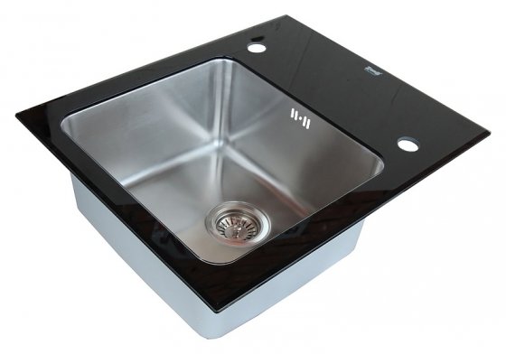 Фото товара Мойка кухонная Zorg Inox Glass GL-5061-BLACK черное стекло