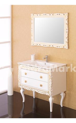 Фото товара Комплект мебели для ванной Pragmatika Quadro Vintage 90 белый/золото