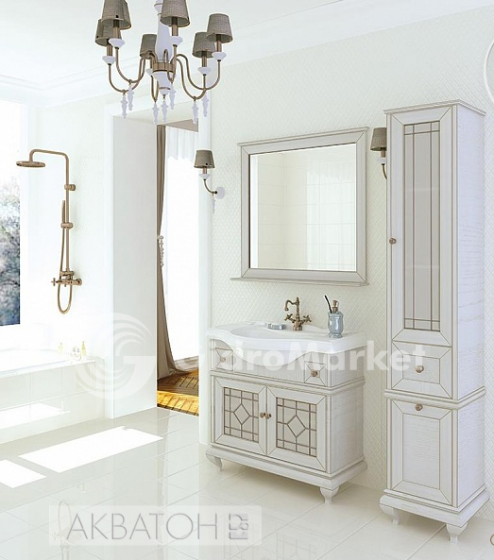 Фото товара Комплект мебели для ванной Акватон Беатриче 85 слоновая кость патина