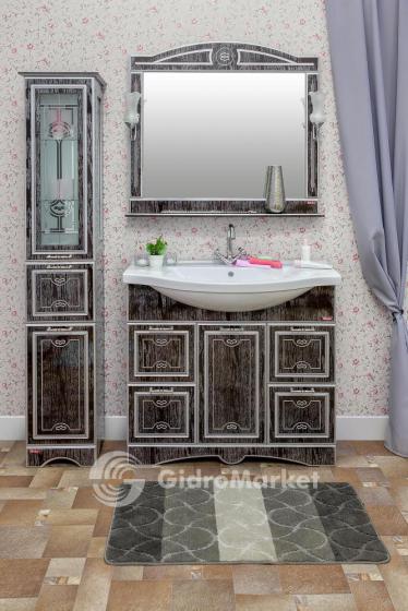 Фото товара Комплект мебели для ванной Sanflor Адель 100 венге/патина серебро