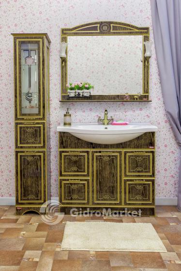 Фото товара Комплект мебели для ванной Sanflor Адель 100 венге/патина золото