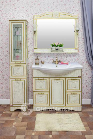 Фото товара Комплект мебели для ванной Sanflor Адель 100 белый/патина золото