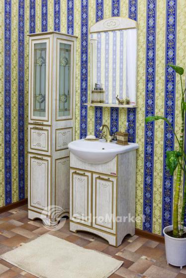Фото товара Комплект мебели для ванной Sanflor Адель 55 белый/патина золото