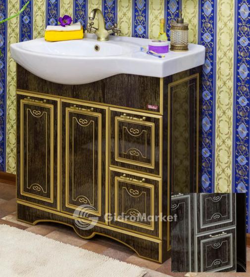 Фото товара Тумба с раковиной для комплекта Sanflor Адель 82 L/R венге/патина серебро