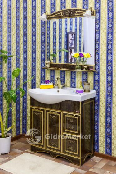 Фото товара Комплект мебели для ванной Sanflor Адель 82 венге/патина золото