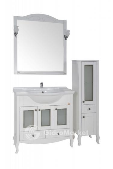 Фото товара Комплект мебели для ванной Флоренция Витраж 85 белая патина