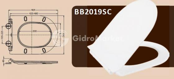 Фото товара Сидение, дюропласт, soft close, металическое крепление BB2019SC для серии FLAY-R, SFERA-R, SFERA-T, VELLA, AMARA, ZORRO