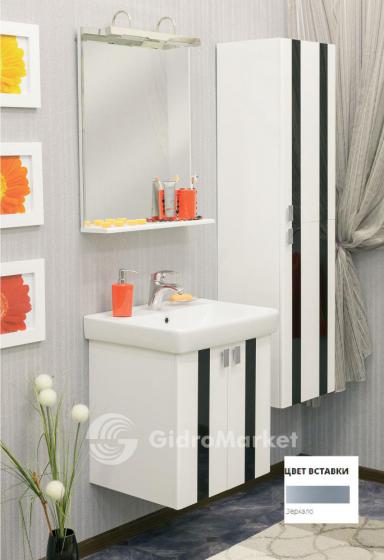 Фото товара Комплект мебели для ванной Sanflor Бэтта 70 с дверцами, белая с зеркальными вставками/Тигода 70 (Сантек)
