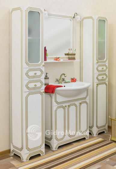 Фото товара Комплект мебели для ванной Sanflor Каир 75 белый/патина золото/Модерн 75 (Сантек)