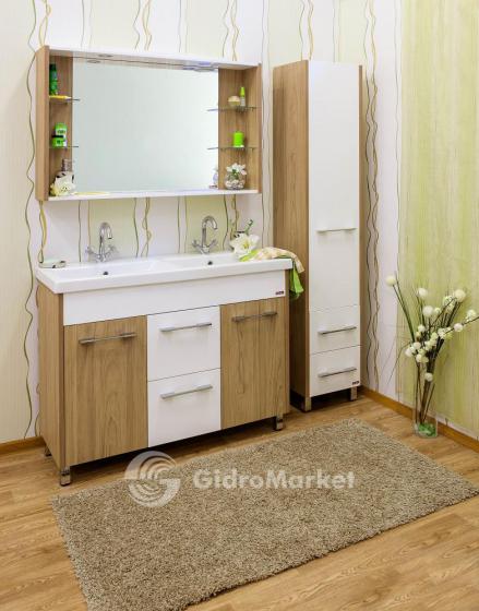 Фото товара Комплект мебели для ванной Sanflor Ларго 120 швейцарский вяз/белый