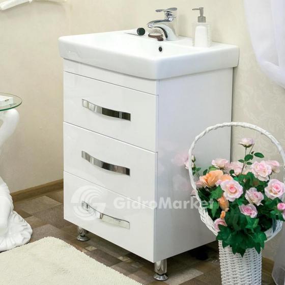 Фото товара Тумба с раковиной для комплекта Sanflor Одри 60 напольная + Тигода 60