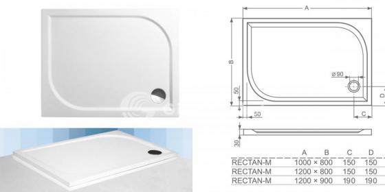 Фото товара Прямоугольный мраморный поддон Roltechnik RECTAN-M 100х80