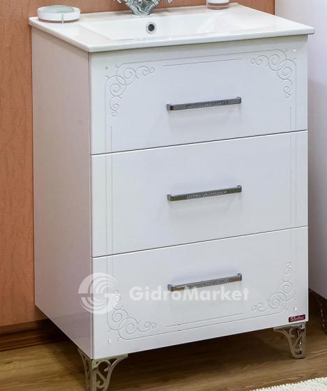 Фото товара Тумба с раковиной для комплекта Sanflor Венеция 60 белый глянец/Qvadro 60 (Санита)