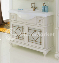 Фото товара Комплект мебели для ванной Акватон Беатриче 105 слоновая кость патина